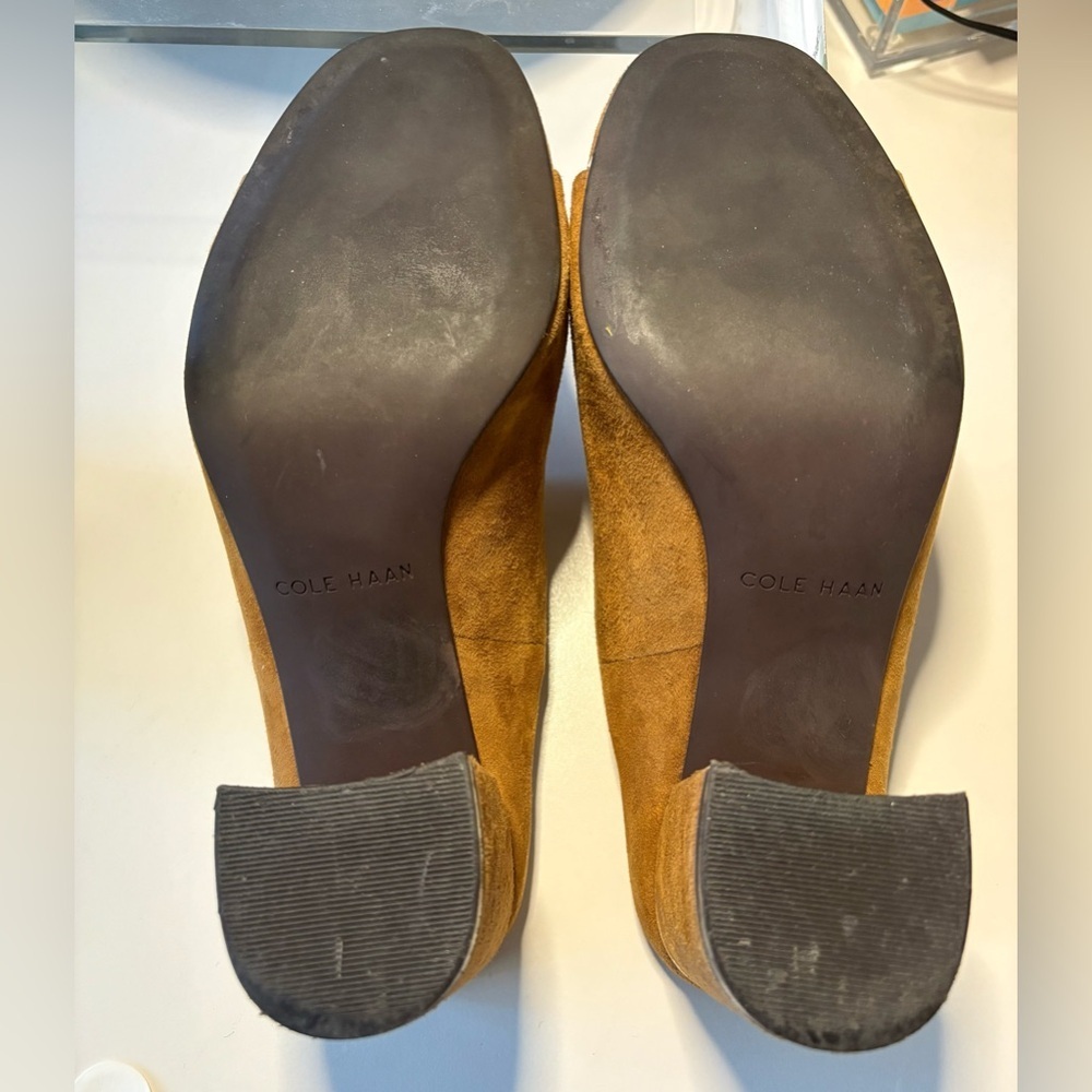 Cole Haan Laree Open Toe Block Heel Mule Sandals in Mink Suede - Picture 12 of 12